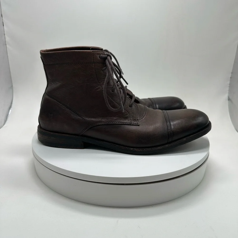 Frye | Sam Mid Lace Up Boots in Brown Leather